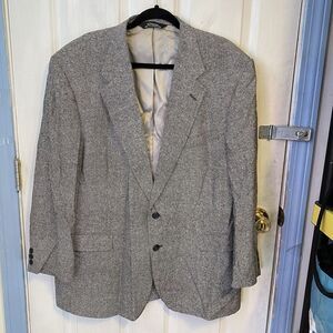 John Alexander Hartmarx Silk Black White Micro Check Blazer Men 46R QuietLuxury